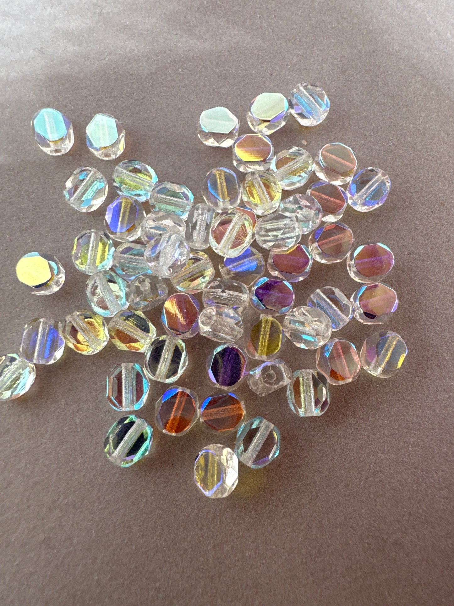 出口 10 克刻面火抛光珠,6 x 6 毫米,水晶 Ab (00030-28701),玻璃,捷克共和国