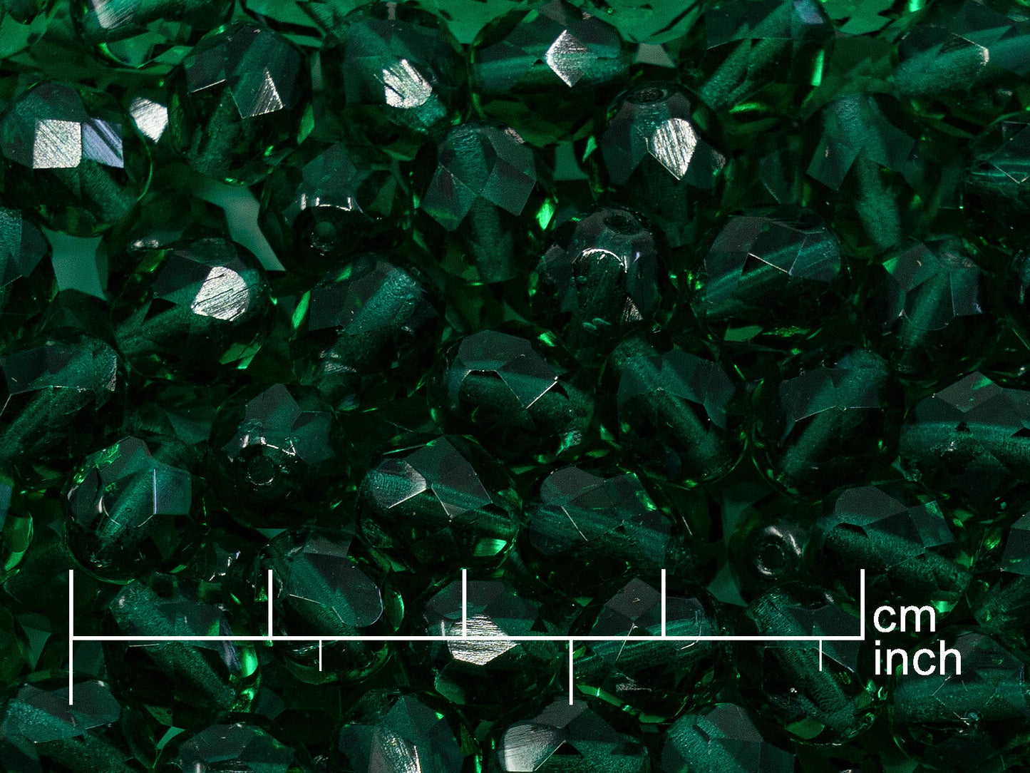 OUTLET 10 克刻面圆形火抛光珠,透明绿宝石 (50720),玻璃,捷克共和国