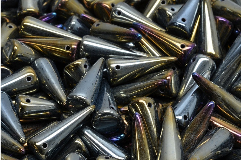 Spike Beads, Black Brown Iris (23980-21415), Glass, Czech Republic