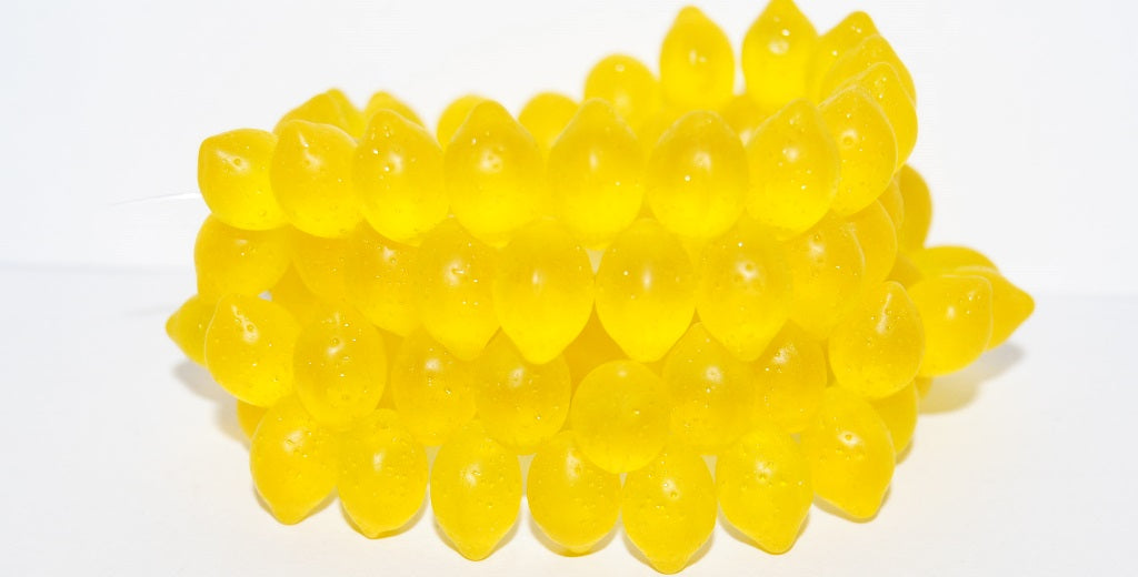 Lemon Friut Pressed Glass Beads, Transparent Yellow Abm (1410-80020-ABM), Glass, Czech Republic ~ STRANDED