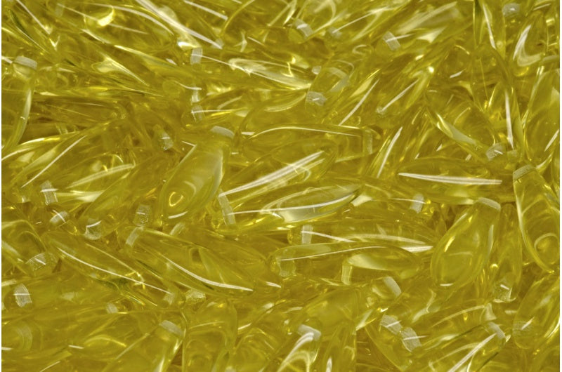 OUTLET 10 grams Dagger Beads, 5 x 16 mm, Transparent Yellow (80120), Glass, Czech Republic