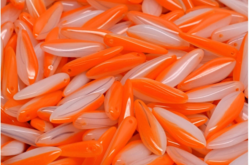 ダガービーズ、白不透明黄色(02010-93120)、ガラス、チェコ共和国