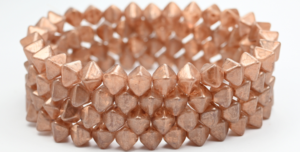 Flattened Bicone Pressed Beads, Lt Purple Copper Splash (8-LT-PURPLE-86750), Glass, Czech Republic ~ STRANDED