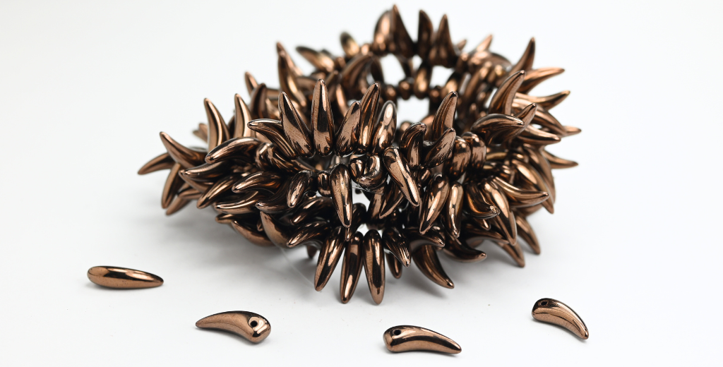 OUTLET 10 grams Tooth Beads, 16 x 6 mm, Black Bronze (23980-14415), Glass, Czech Republic