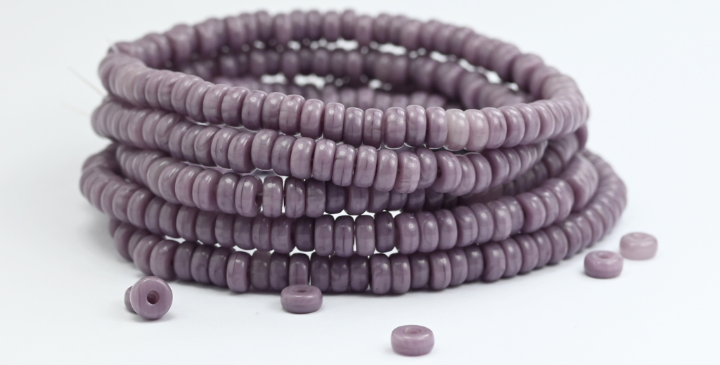 OUTLET 10 grams Flat Round Wheel Pressed Glass Beads, 3 x 6 mm, Purple (23020), Glass, Czech Republic