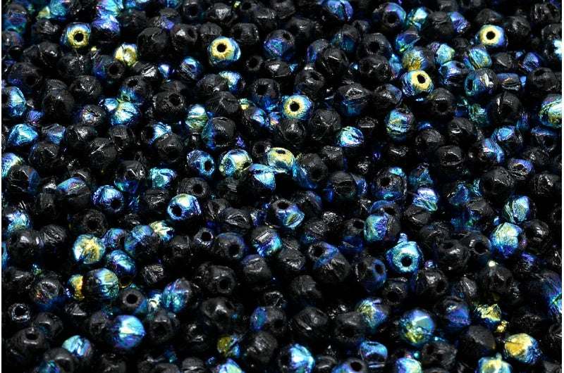 イングリッシュカットビーズ、5個入りブラックビーズ(5-23980-28701)、ガラス、チェコ共和国