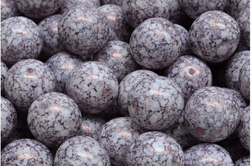 ラウンドドラックビーズ、ホワイト 15415 (02010-15415)、ガラス、チェコ共和国