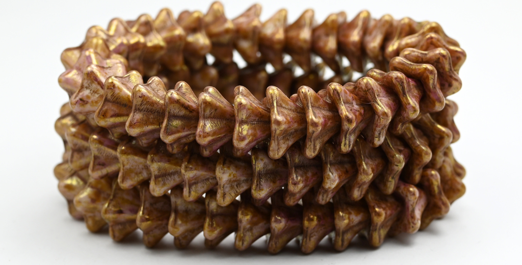 Bell Flower Pressed Glass Beads, White Senegal Violet (02010-15695), Glass, Czech Republic ~ STRANDED