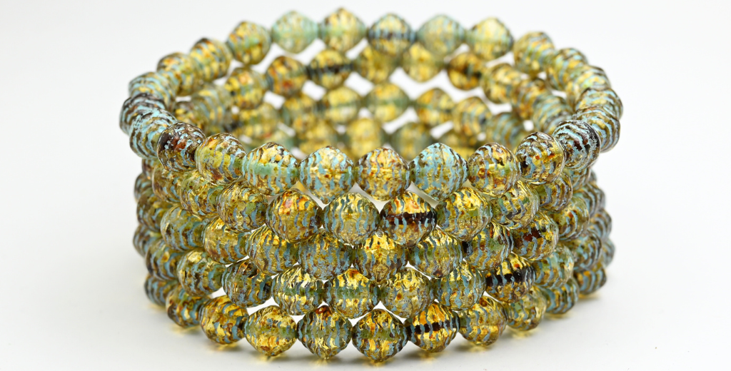 Wasp Nest Beads, Crystal Travertin Light Blue Lined (8-00030-86-54308), Glass, Czech Republic ~ STRANDED
