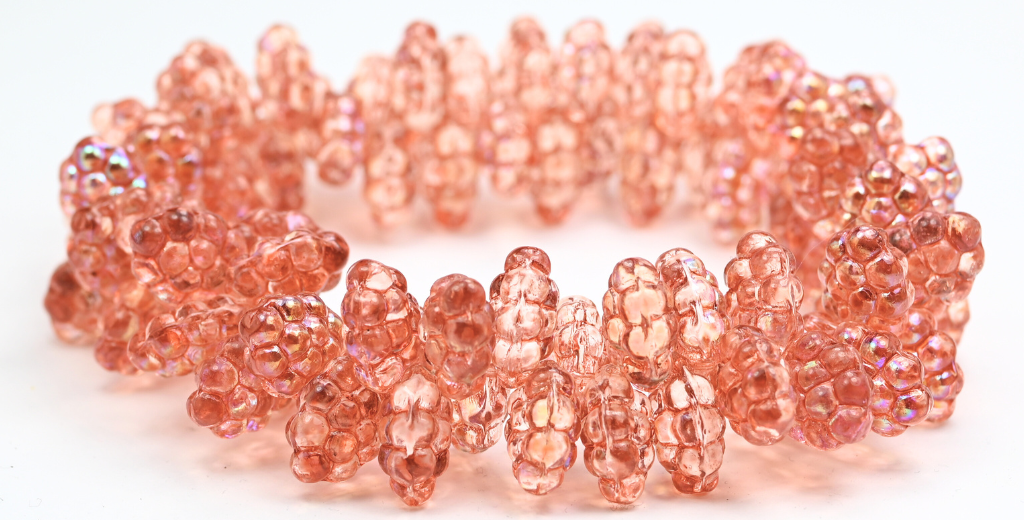 Grape Fruit Pressed Glass Beads, Crystal Light Pink Peach Ab (1410-00030-34305-AB), Glass, Czech Republic ~ STRANDED