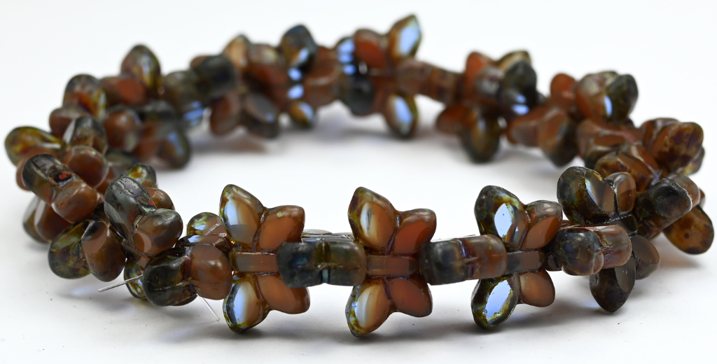 Table Cut Butterfly Beads, Transparent Blue Travertin (3003012010-86800), Glass, Czech Republic ~ STRANDED