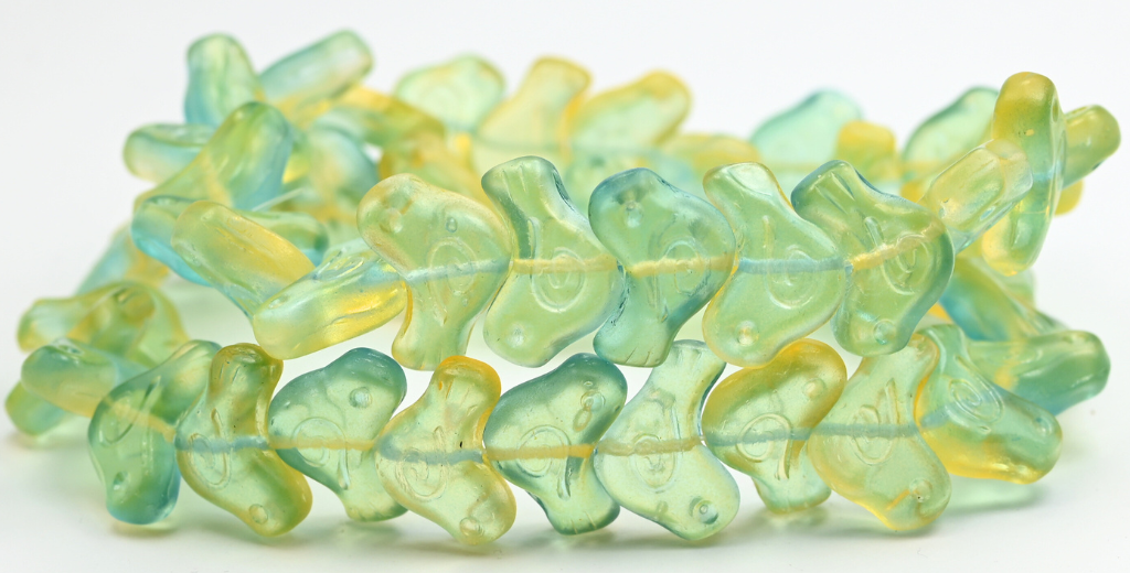 Folklore Bird Pressed Beads, Crystal 489020 (1612-00030-489020), Glass, Czech Republic ~ STRANDED