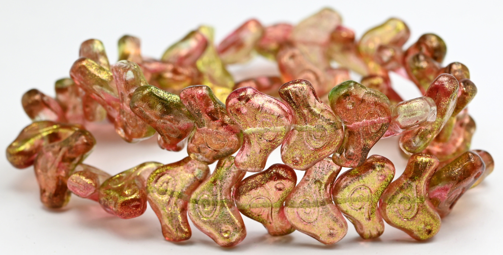 Folklore Bird Pressed Beads, Crystal 541015 (1612-00030-541015), Glass, Czech Republic ~ STRANDED