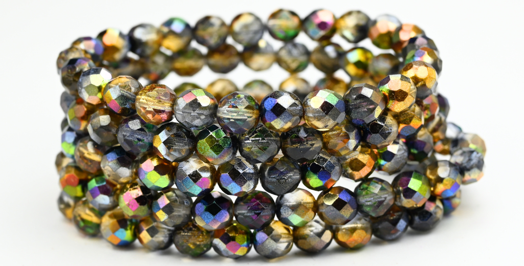 Fire Polished Round Faceted Beads, 95300 (95300), Glass, Czech Republic ~ STRANDED