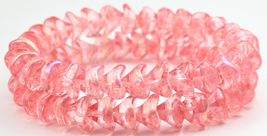 Daylily Flower Beads, Crystal Light Pink Ab (00030-34304-AB), Glass, Czech Republic ~ STRANDED