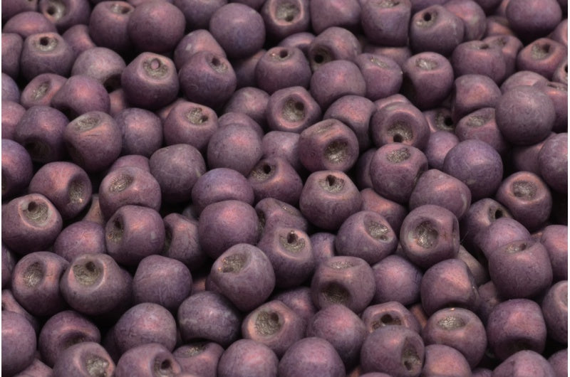 Mushroom Button Beads, White Matte Purple (02010-84100-15726), Glass, Czech Republic