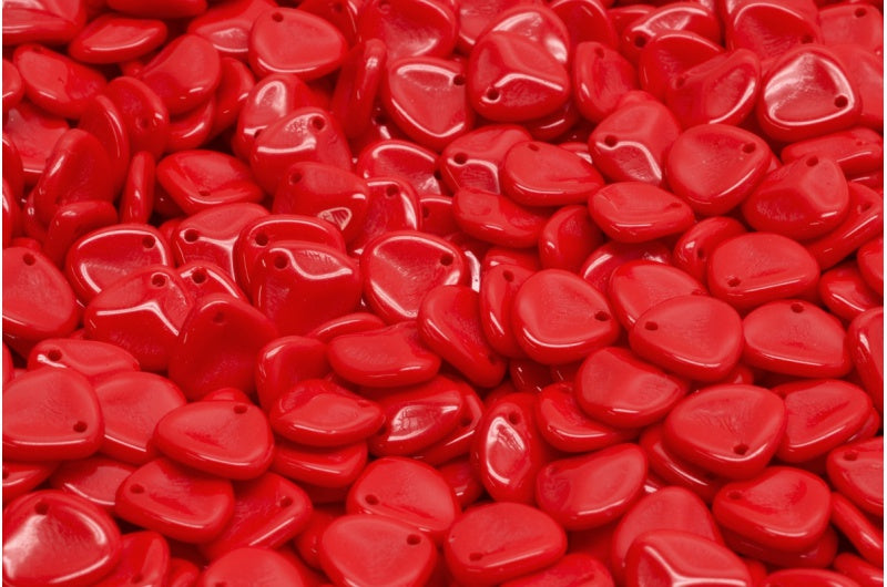 玫瑰花瓣珠,不透明红色 (93200),玻璃,捷克共和国