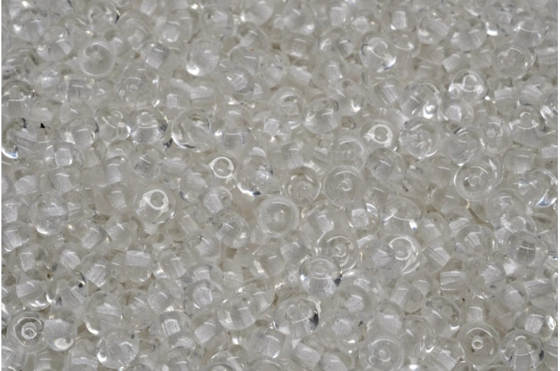 Rondelle Druck Beads, Crystal (00030), Glass, Czech Republic