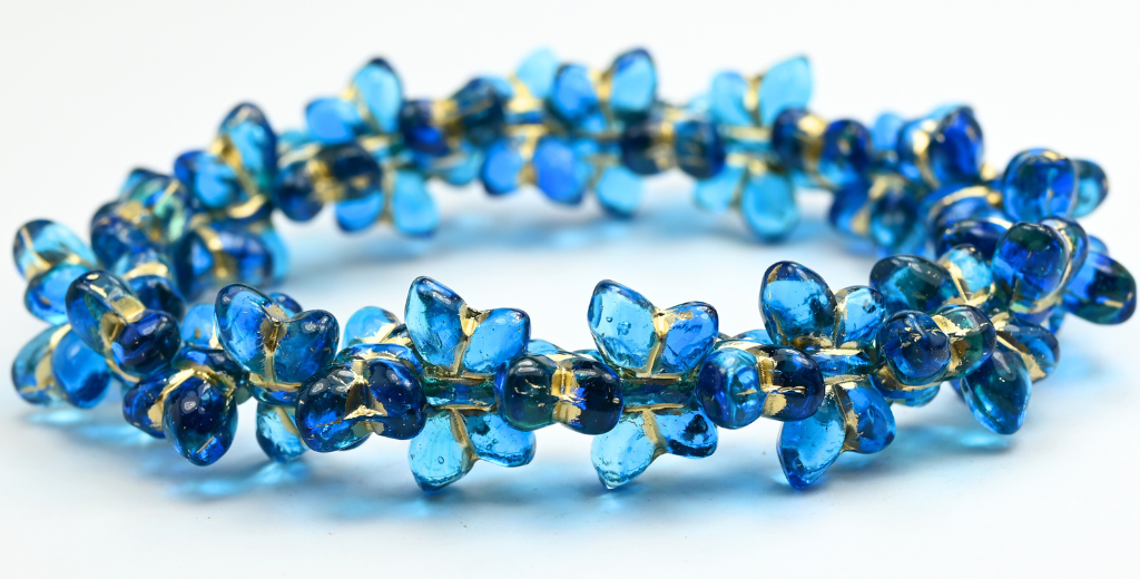 Simple Butterfly Pressed Glass Beads, 606003 Gold Lined (2012-606003-54202), Glass, Czech Republic ~ STRANDED