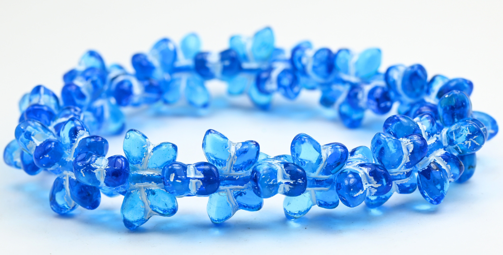 Simple Butterfly Pressed Glass Beads, 606003 White Lined (606003-46401), Glass, Czech Republic ~ STRANDED