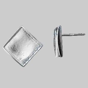 Stud Earring Findings suitable for Chessboard Crystal (2493) 10 mm with stopper, Sterling Silver 925