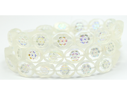OUTLET 10 grams Table Cut Oval Beads With Cameo Lady'S Face, Crystal Matte Ab Full (2X Side) (00030-84100-28703), Glass, Czech Republic