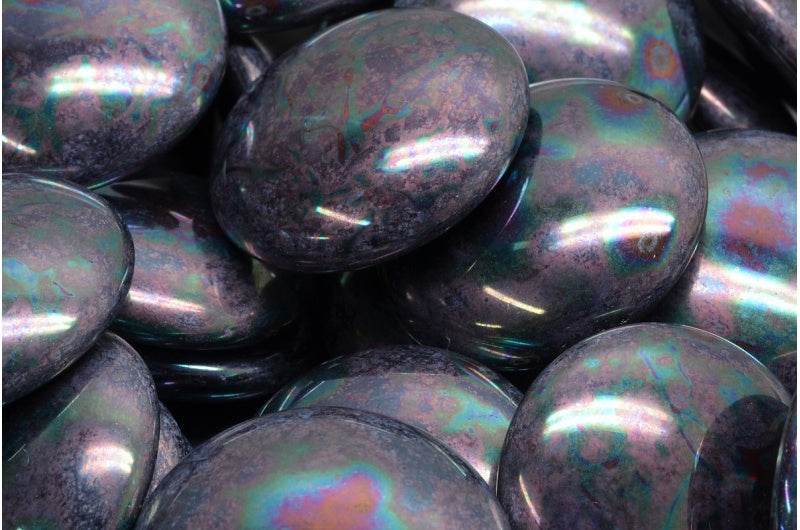 Cabochon Beads, Black Nebula (23980-15001), Glass, Czech Republic