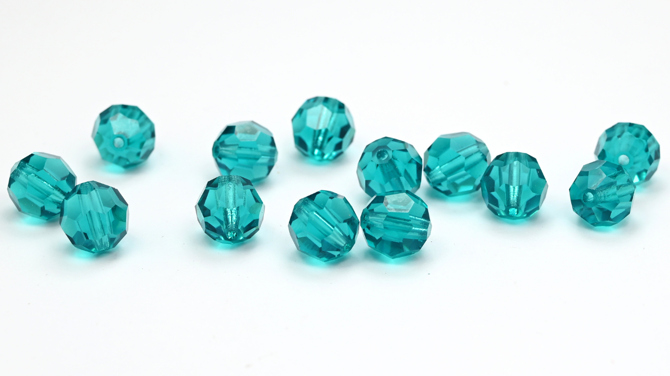 Special Machine Cut Faceted Fire Polished Round Beads By Preciosa, Blue Zircon (BLUE-ZIRCON), Glass, Czech Republic ~ STRANDED