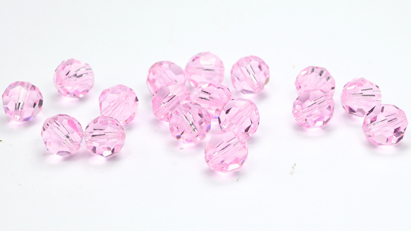Special Machine Cut Faceted Fire Polished Round Beads By Preciosa, Pink Saphire (PINK-SAPHIRE), Glass, Czech Republic ~ STRANDED