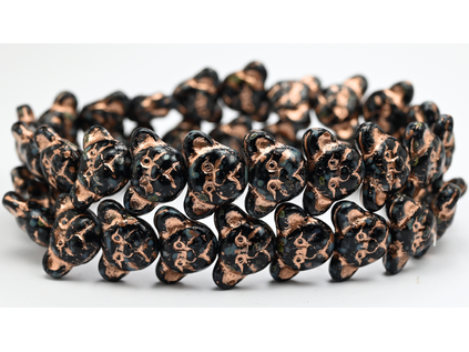 OUTLET 10 grams Squarelet Beads, 14 x 19 mm, Black Travertin Copper Lined (23980-86-54200), Glass, Czech Republic
