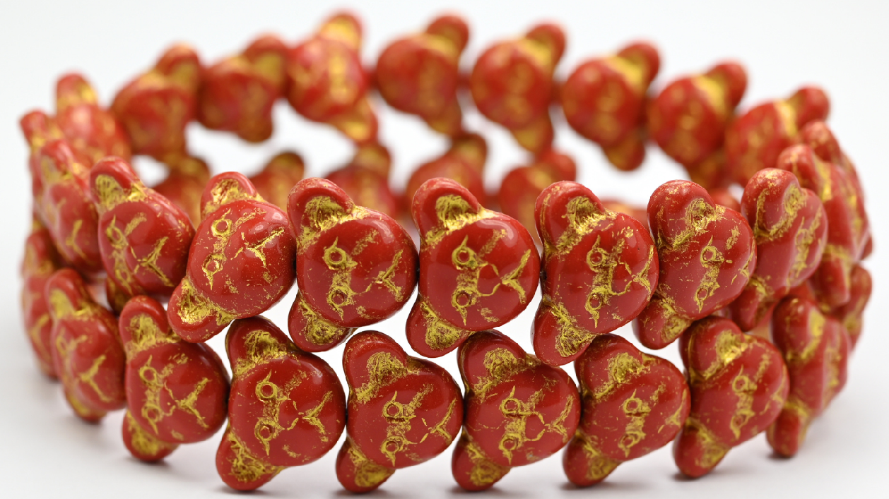 忧伤小熊口套珠,93500 黄线 (1419-93500-43803),玻璃,捷克 ~ 串珠