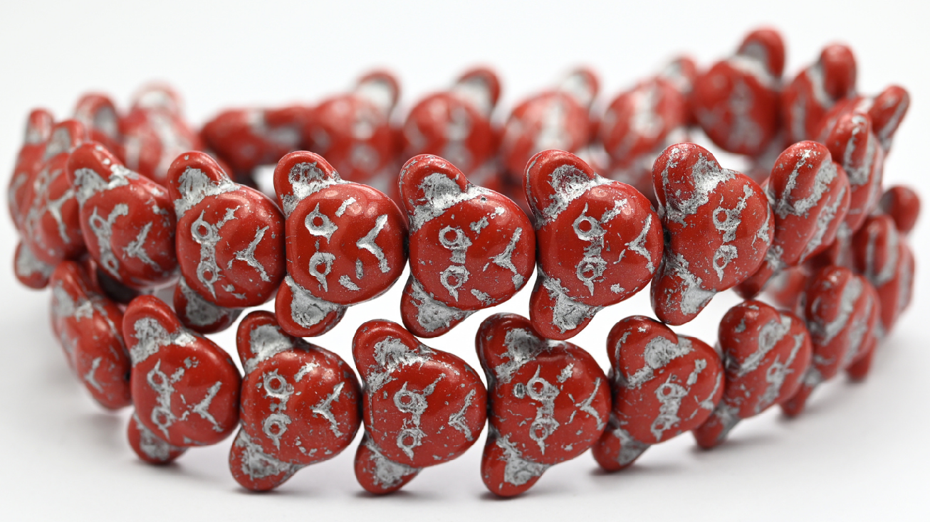 Sad Bear Muzzle Beads, 93500 Silver Lined (1419-93500-54201), Glass, Czech Republic ~ STRANDED