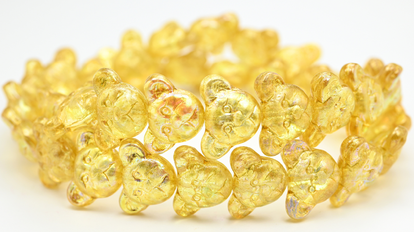 Sad Bear Muzzle Beads, Crystal Light Yellow Ab (1419-00030-34302-AB), Glass, Czech Republic ~ STRANDED
