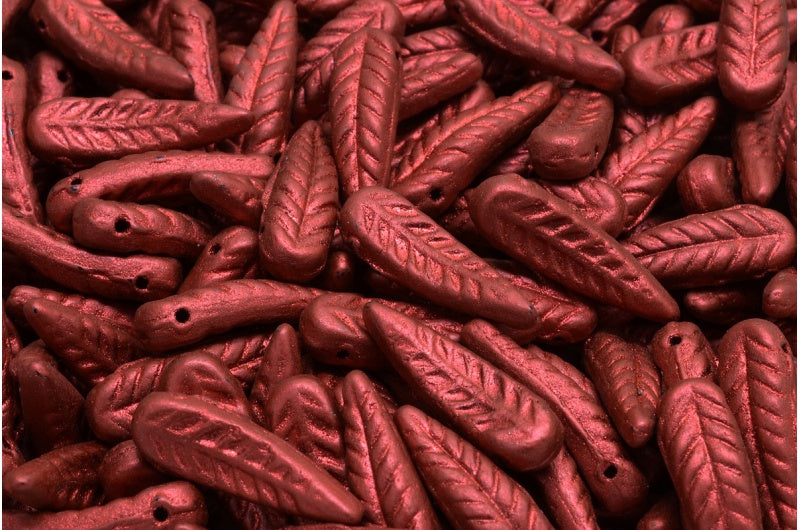 鳥の羽根ビーズ、白溶岩レッド(02010-01890)、ガラス、チェコ共和国