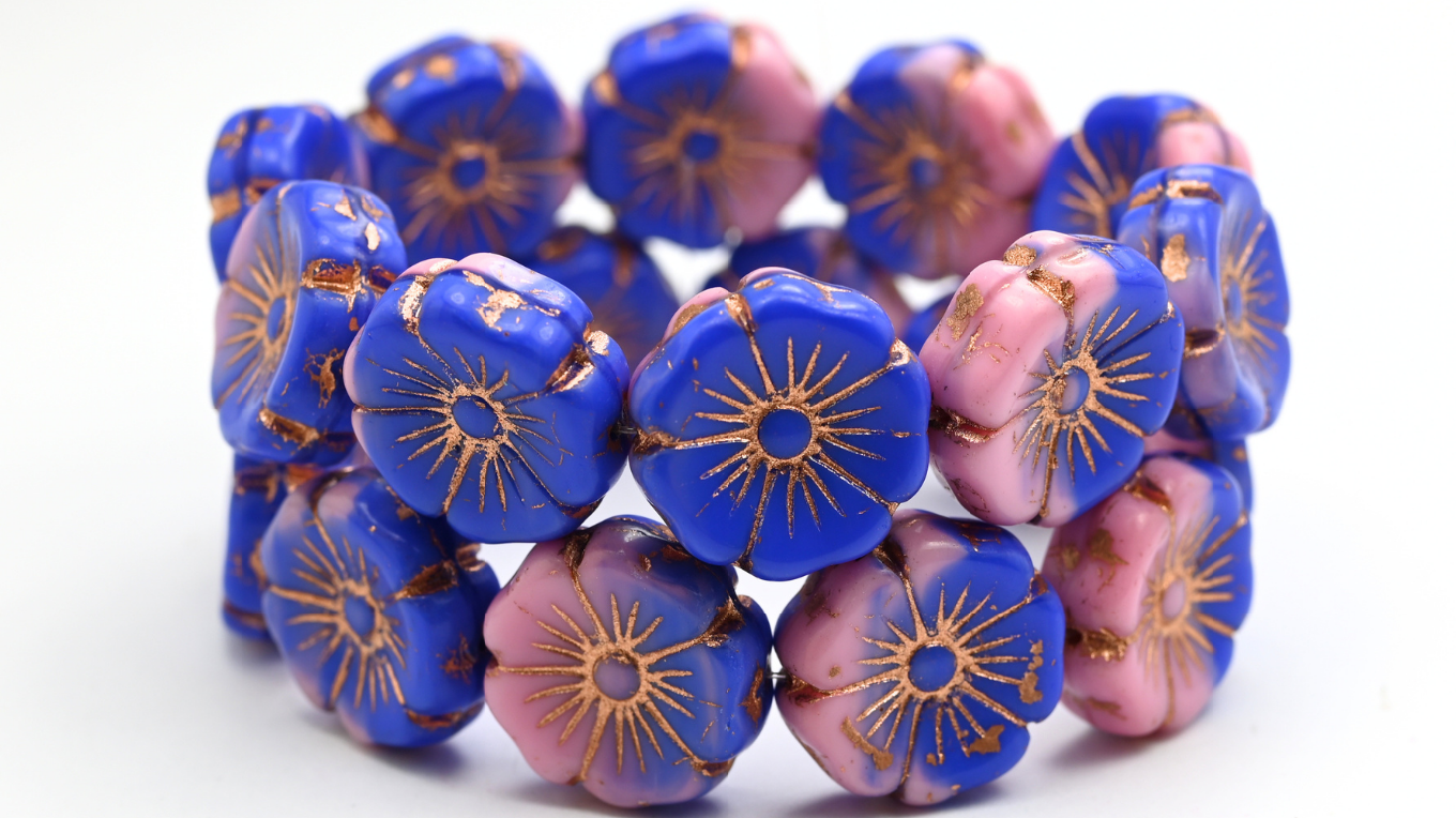 夏威夷压花玻璃珠,340107401 铜衬里 (340107401-54200),玻璃,捷克共和国 ~ 串珠