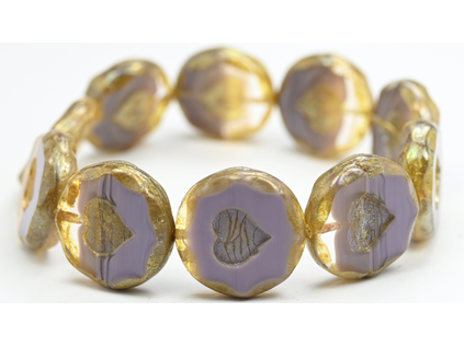 OUTLET 10 grams Table Cut Round Beads With Heart, 26028 Rembrandt Travertin (26028-43500), Glass, Czech Republic