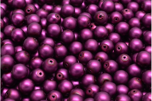 アウトレット 10グラム ラウンドドラックビーズ、6 x 6 mm、ホワイトパールパープル(02010-70196)、ガラス、チェコ共和国