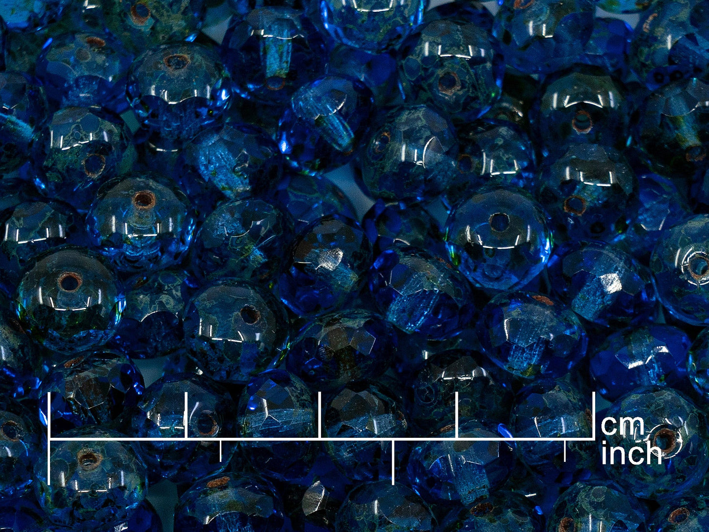 アウトレット 10グラム ファセットロンデル ファイアポリッシュビーズ、7 x 9 mm、コバルトトラバーチン(30050-86800)、ガラス、チェコ共和国