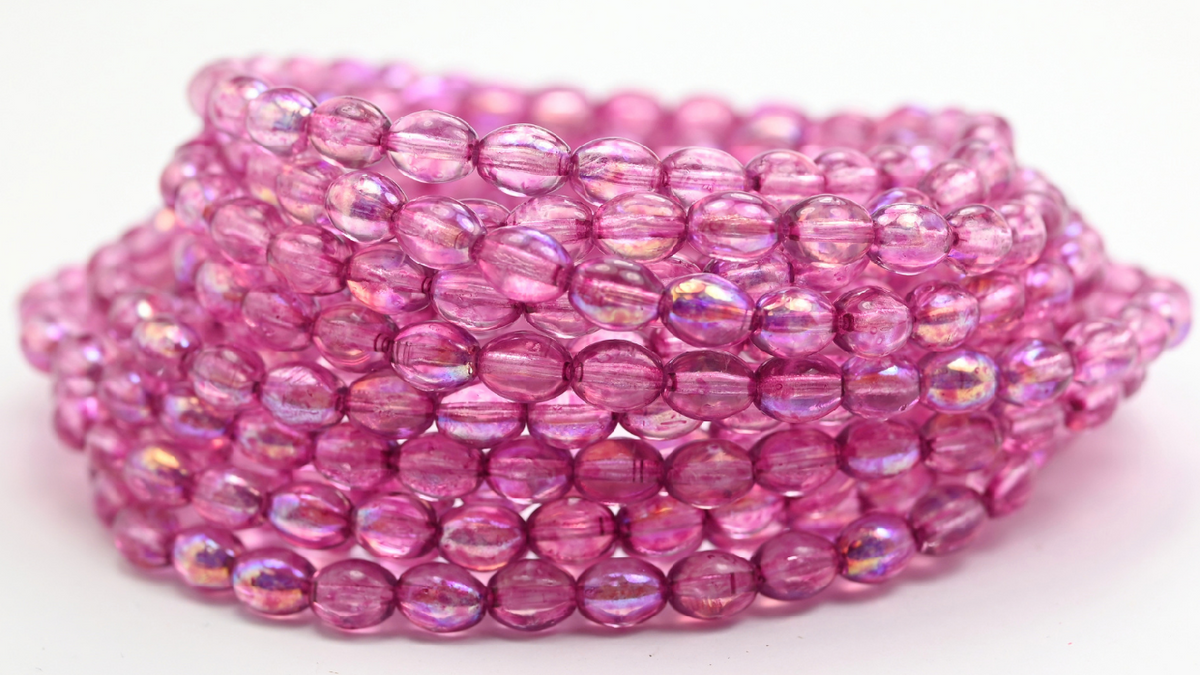 Olive Oval Beads, Crystal 34319 Ab (75-00030-34319-AB), Glass, Czech Republic ~ STRANDED