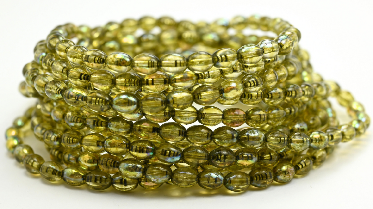 Olive Oval Beads, Crystal 34325 Ab (75-00030-34325-AB), Glass, Czech Republic ~ STRANDED