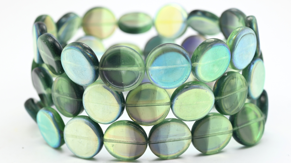 Flat Round Coin Beads, 5060030320 Ab (15-5060030320-AB), Glass, Czech Republic ~ STRANDED