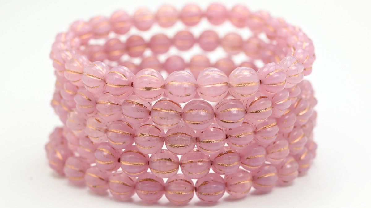 Melon Beads, 22310 Copper Lined (8-22310-54200), Glass, Czech Republic ~ STRANDED