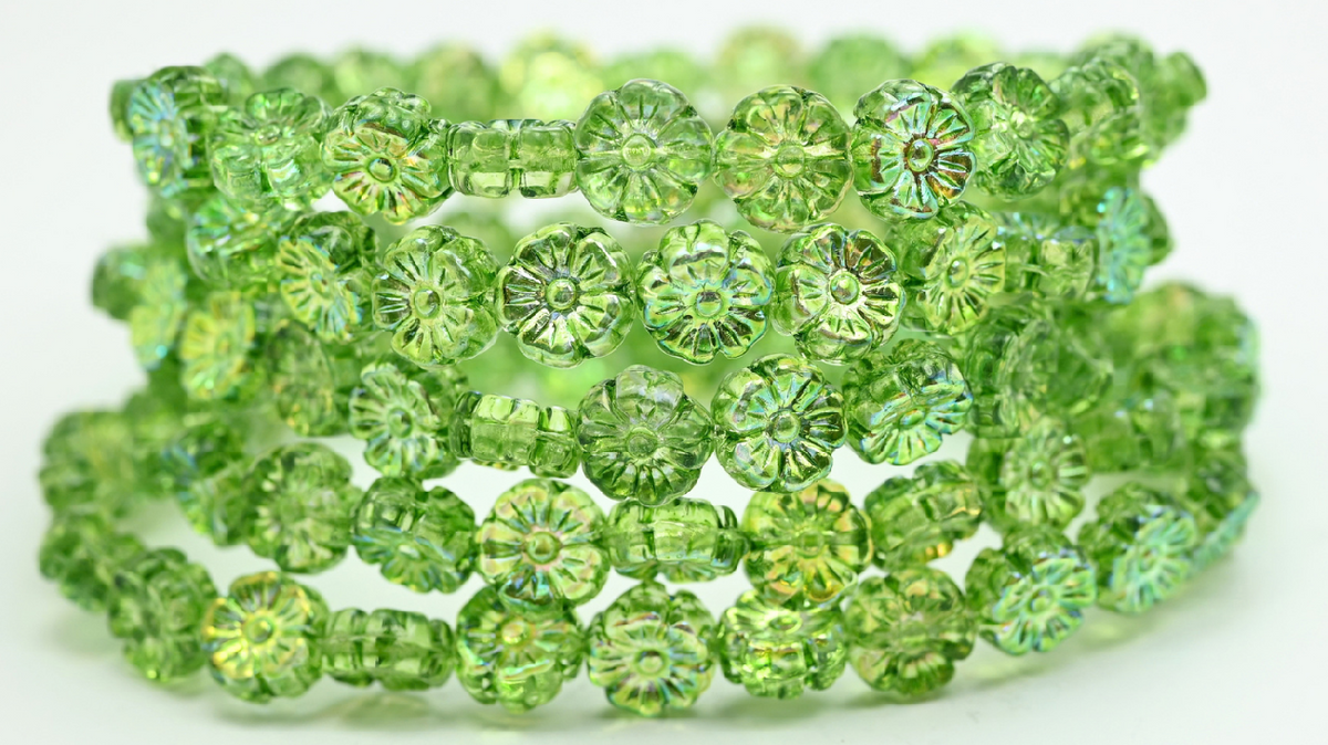 Hawaii Flower Beads, Crystal 34323 Ab (10-00030-34323-AB), Glass, Czech Republic ~ STRANDED