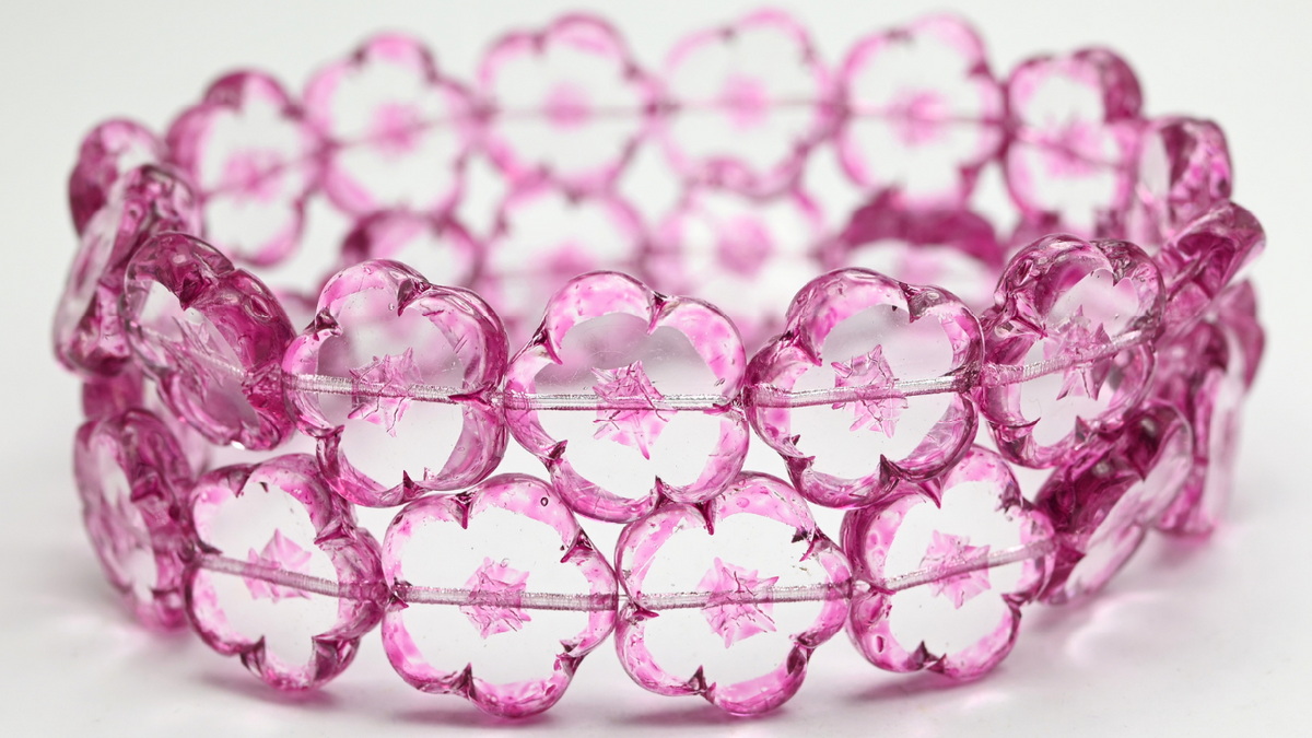 Table Cut Flower Beads, Crystal 34319 (00030-34319), Glass, Czech Republic ~ STRANDED