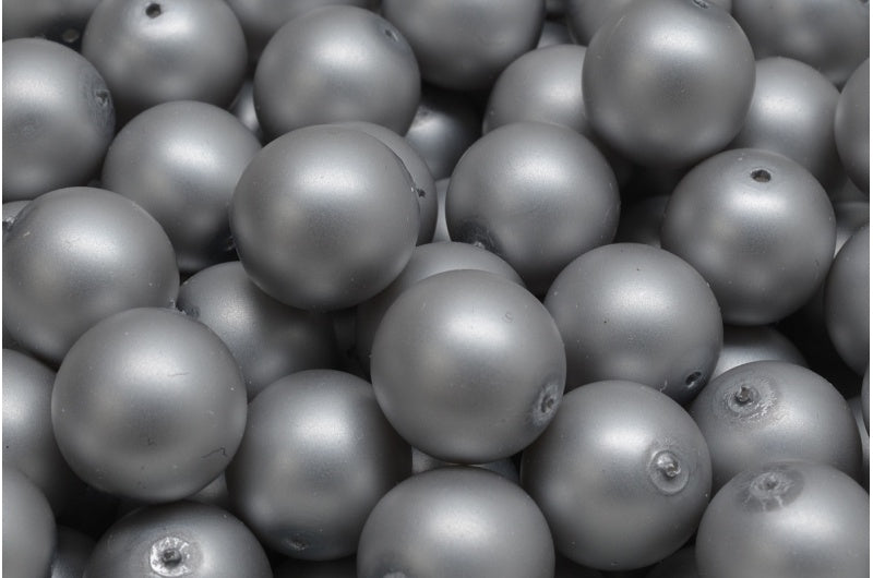 Round Druck Beads, White 70141 (02010-70141), Glass, Czech Republic