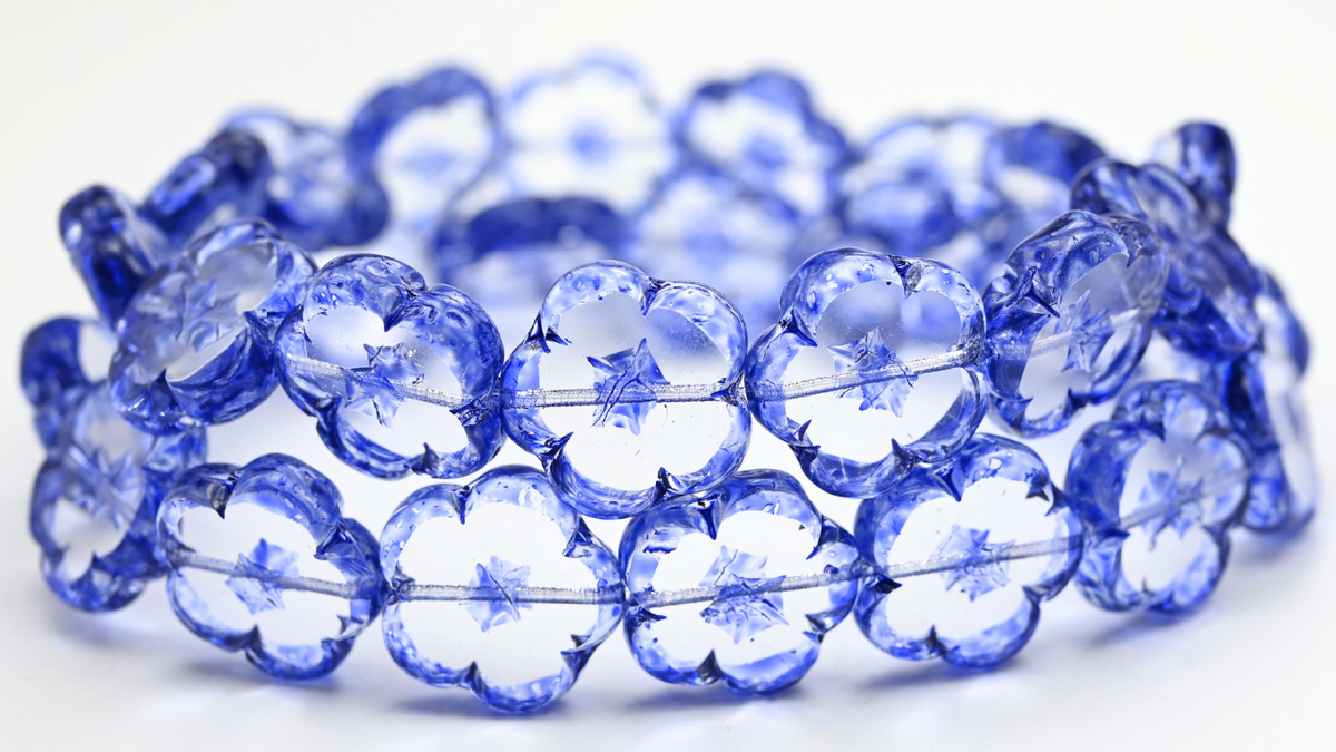 Table Cut Flower Beads, Crystal 34321 Bubble (00030-34321-BUBBLE), Glass, Czech Republic ~ STRANDED