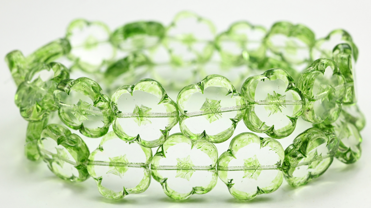 Table Cut Flower Beads, Crystal 34323 Bubble (00030-34323-BUBBLE), Glass, Czech Republic ~ STRANDED