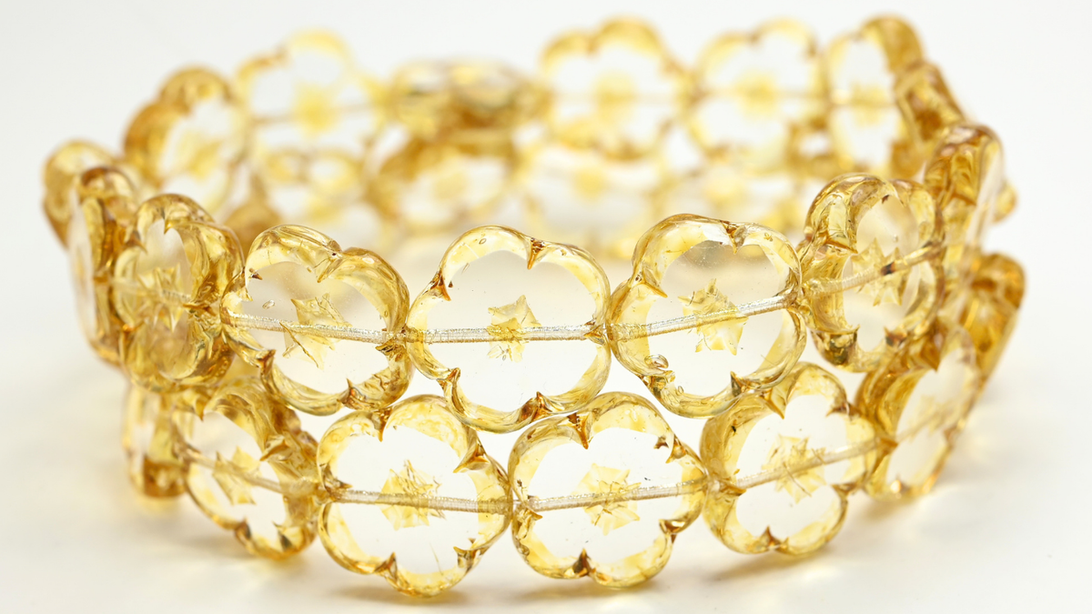 Table Cut Flower Beads, Crystal 34313 (00030-34313), Glass, Czech Republic ~ STRANDED