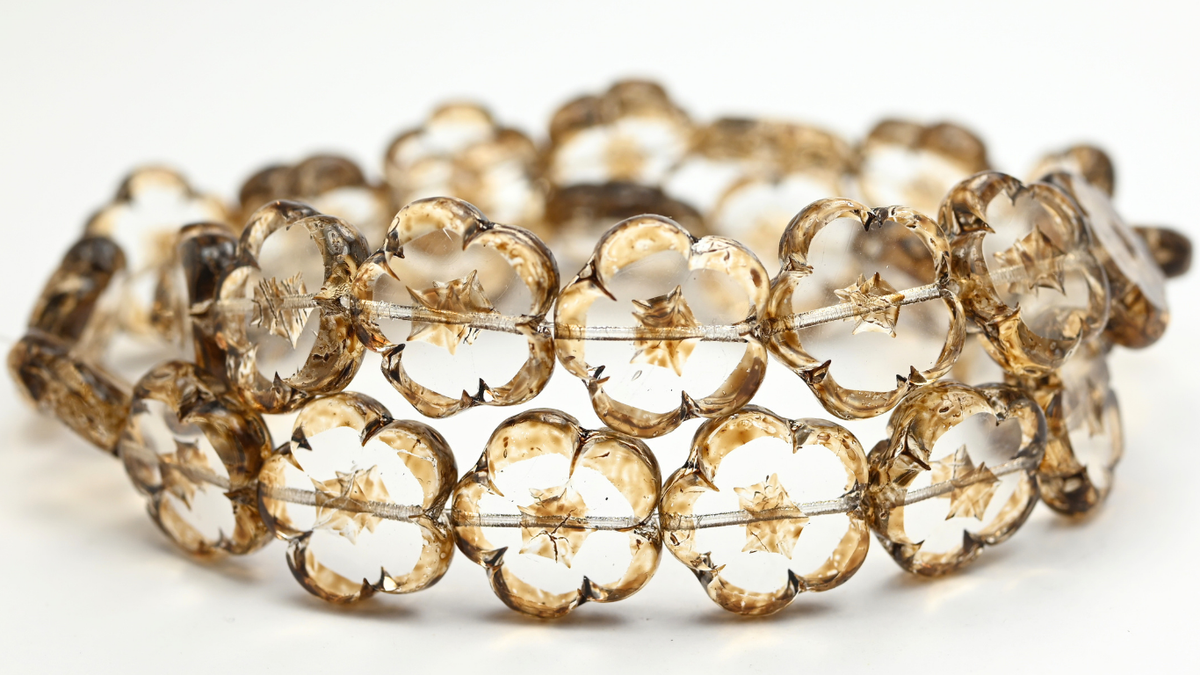 Table Cut Flower Beads, Crystal 34327 Bubble (00030-34327-BUBBLE), Glass, Czech Republic ~ STRANDED