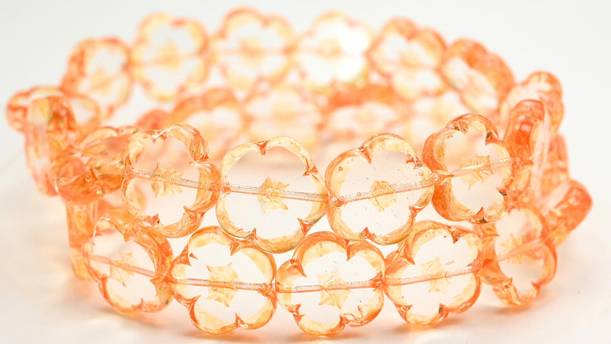 Table Cut Flower Beads, Crystal 34315 (00030-34315), Glass, Czech Republic ~ STRANDED